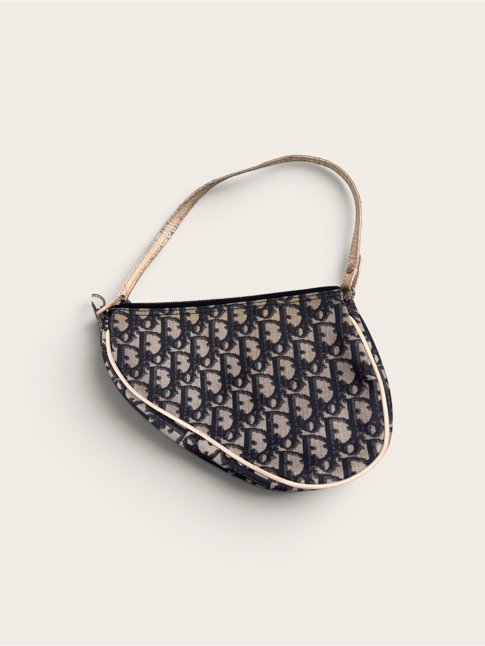 Dior Navy and Beige Mini Saddle Bag